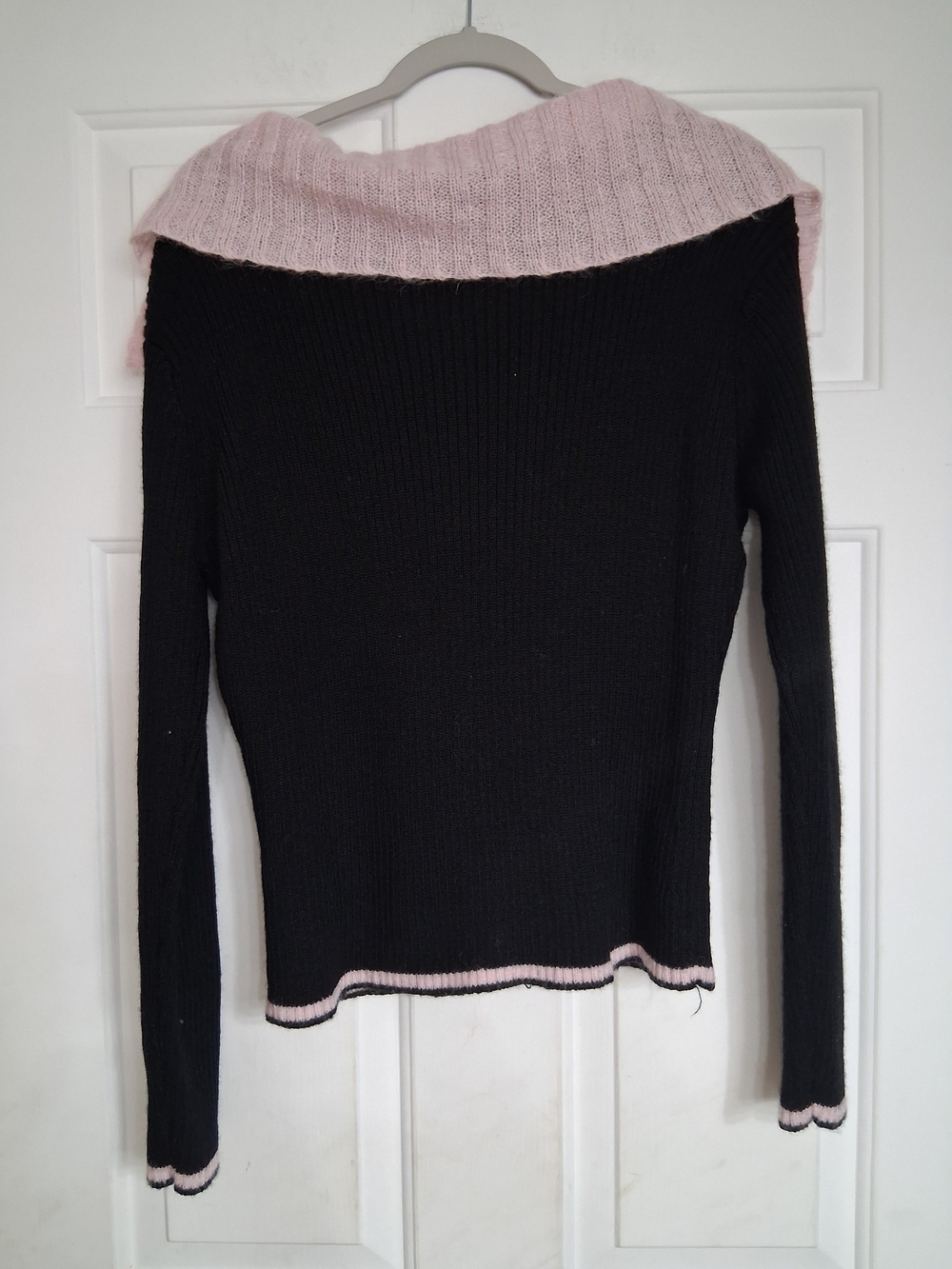 Lili Bleu Black Knit Zip Sweater with Pink Collar XL - Picture 3 of 5